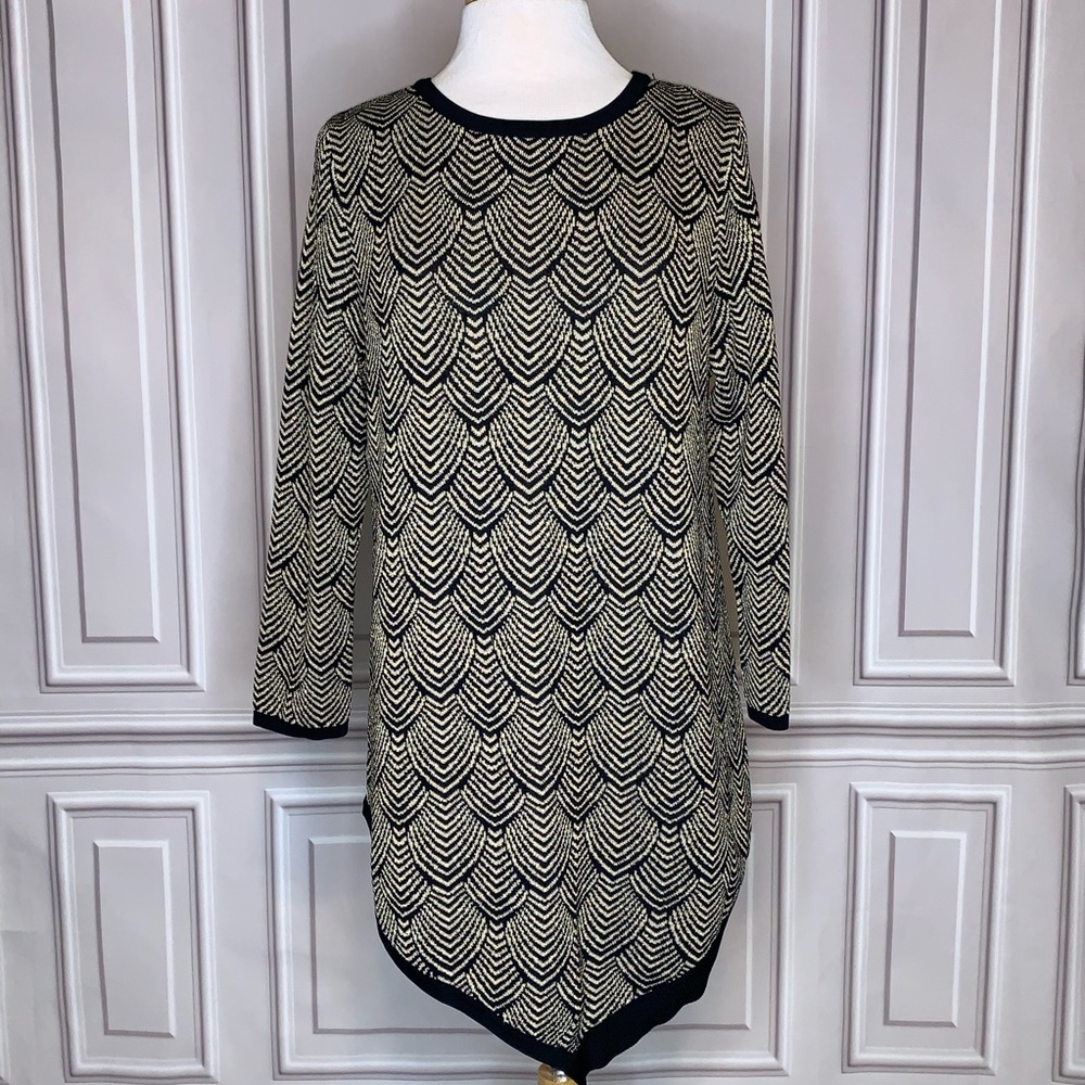Joan Vass New York. Size L. Gold & black sweater.